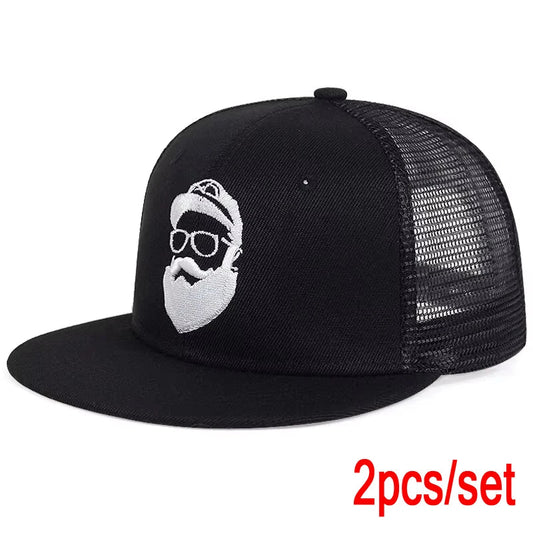 Unisex Uncle Beard Embroidered Hip-Hop Net Hat