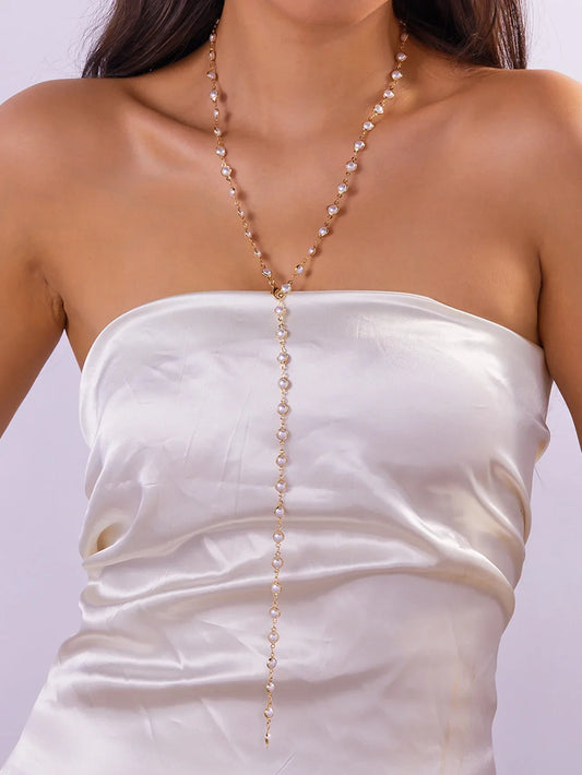 Bohemian Crystal Y-Shaped Tassel Necklace – Vintage Butterfly Chain for Women