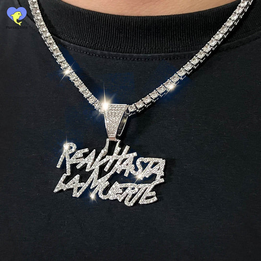 Hip Hop Street Style Real Hasta La Muerte Bling Pendant Necklace