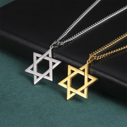 Star of David Pendant Necklace – Unisex Stainless Steel Jewish Symbol Jewelry