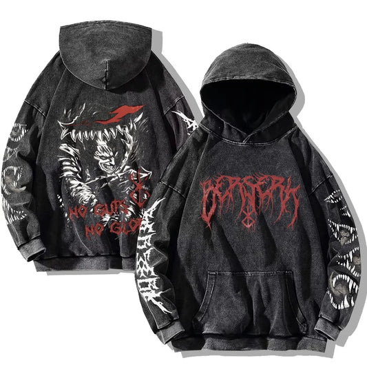 Gothic Washed Teeth Print Hoodie
