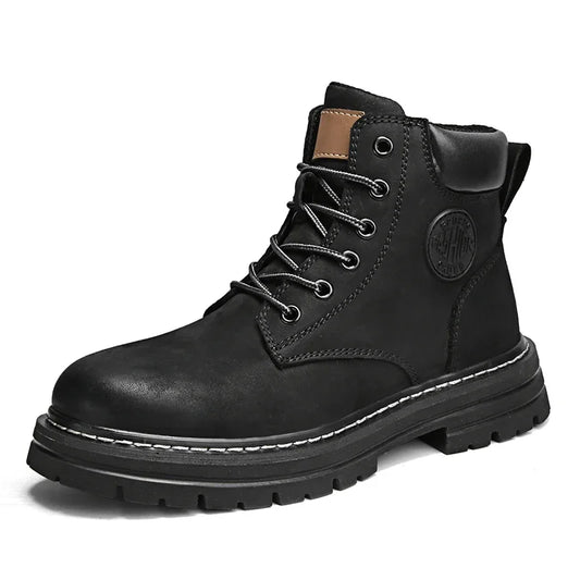 High-Top Leather Ankle Boots – Fashion Outdoor Non-Slip Boots for Men & Women